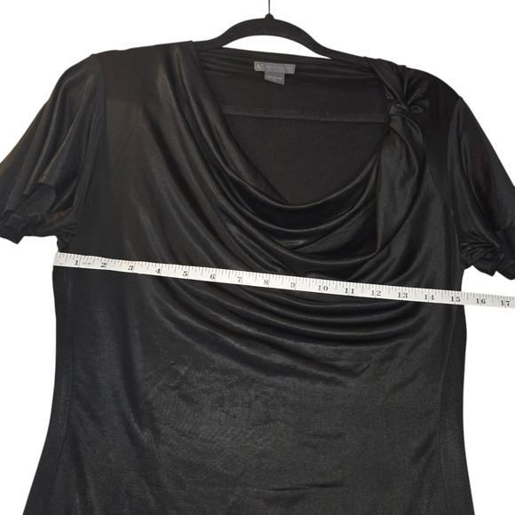 Armani Exchange A E Womens Small Blouse Black Shirt Cowl Neck Slinky Flowy Date - Picture 8 of 10